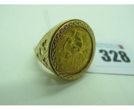 A George V Sovereign, 1926 S, loose set within 9ct gold ring mount (finger size Y) (overall weight 12.5grams). 