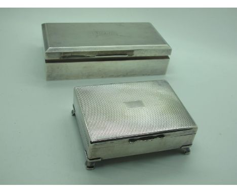 A Hallmarked Silver Cigarette Case, JR, Birmingham 1960, of plain rectangular form with engine turned lid, initialled "WJH", 