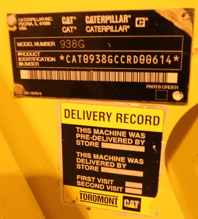 CAT Model 938G Series II Wheel Loader, Serial Number CAT0938GCCRD00614