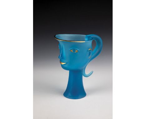 Krug ''Mélicerte'' Jean Cocteau (Entwurf) 1957, Cristallerie Daum Türkisfarbenes Glas in Pâte de Verre, formgeschmolzen, teil