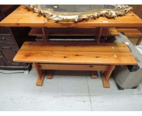 A pine kitchen bench set
