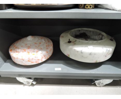 Two glass mottled fly catcher light shades