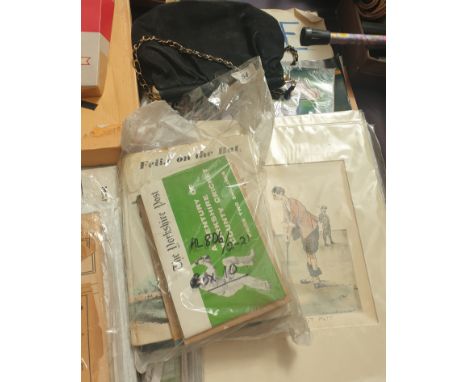Assorted sporting memorabilia including a rugby ball, tankards, cricket jumpers, cricket books, prints etc 