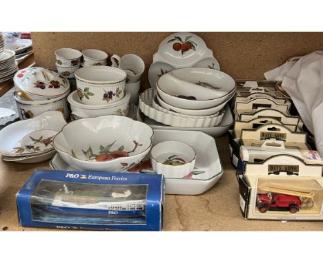 Royal Worcester Evesham pattern dishes and bowls together with a collection of Days Gone and other model vehicles 