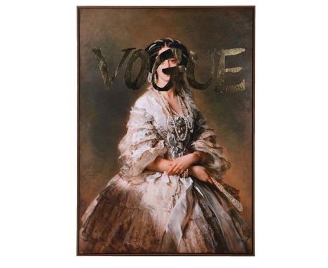 CONTEMPORARY SCHOOL, print of a classical lady, on canvas, 140cm H x 100cm W. 