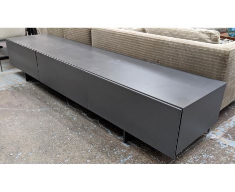 MEDIA CONSOLE, 270cm x 62cm x 49cm, contemporary with three drawers. 