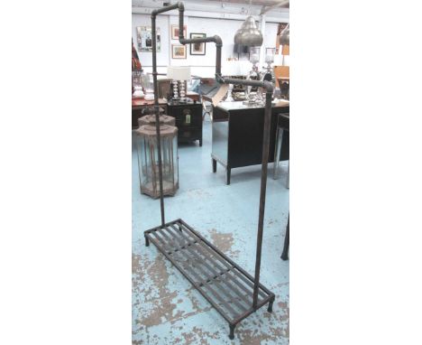 INDUSTRIAL STYLE COAT RAIL, with vintage style black finish piping and tap details, 109cm x 36cm x 174cm. 