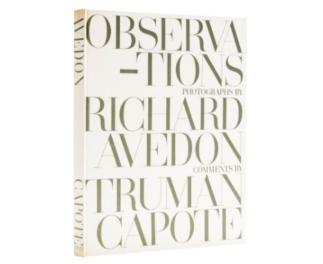 Capote (Truman) and Richard Avedon. Observations, first edition, signed presentation inscription from Capote to Robert Wilson