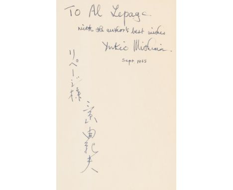 Mishima (Yukio) The Sailor Who Fell from Grace with the Sea, translated by John Nathan, first American edition, signed presen