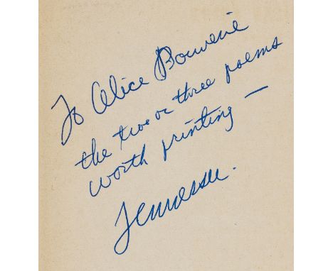 Williams (Tennessee) Summer Belvedere in Five Young American Poets, first edition, signed presentation inscription from the a