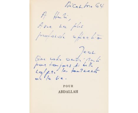 Genet (Jean) Les Nègres. Clownerie., first edition, signed presentation inscription from the author "Que notre amitie reste p