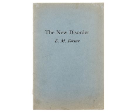 Forster (E.M.) The New Disorder, first separate edition, signed presentation inscription from the author "Rosie with Morgie's