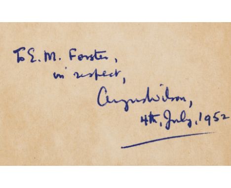 NO RESERVE Wilson (Angus) Hemlock and After, first edition, signed presentation inscription from the author to E. M. Forster 
