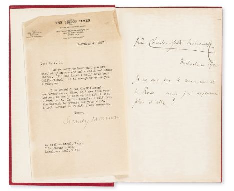 NO RESERVE Moncrieff (Charles Scott) The Song of Roland, first edition of this translation, signed presentation inscription f