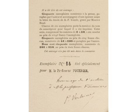 Verlaine (Paul) Dedicaces, number 14 of the first 50 subscribers' copies with the subscriber's name printed on the limitation