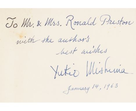 Mishima (Yukio) After the Banquet, translated by Donald Keene, first American edition, signed by the author and dated January