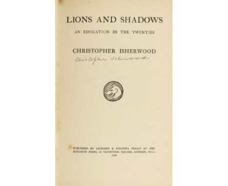 Isherwood (Christopher) Lions and Shadows, first edition, signed by the author on title, photographic portrait frontispiece, 