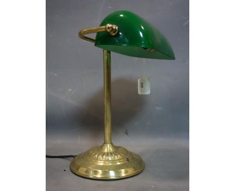 A bankers lamp with green glass shade, H.36 W.27cm 