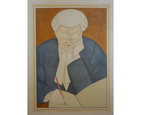 Edmond Xavier Kapp (British, 1890-1978), 'Sir Edward Marshall-Hall K.C.', portrait of a Judge, coloured lithograph, 30 x 22cm