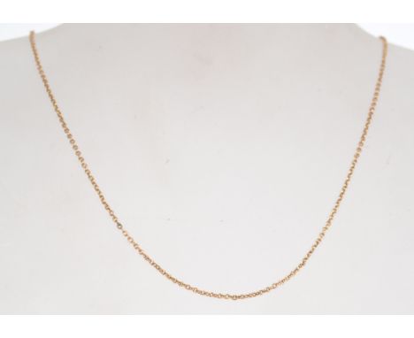 A 15ct gold chain necklace with clip barrel clasp. Tests 15ct gold. measures 17inches. Weight 3.1g.