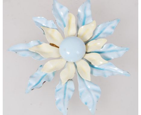 A 1960's large enamel flower brooch with rollover catch. 9.5cm wide.