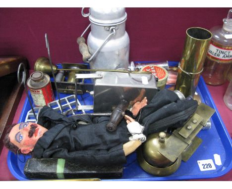 A Quantity of Early XX Century and Later Items, including S.Pearson and Co. cut throat razor (cased), brass bell, torches, pu