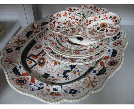 Stone China Large XX Century Meat Plate, hand painted; together with Ashworth Ironstone plates, of graduated sizes and a matc