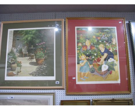 A Beryl Cook Signed Limited Edition Print, 819/850 signed lower right, 54 x 40, together with a Keith Dunkley print "The Cour