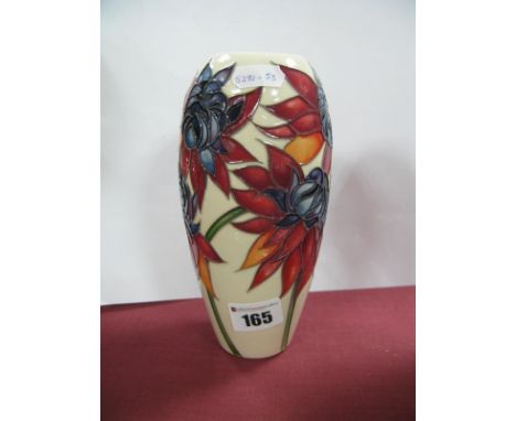 A Moorcroft Pottery Ovoid Vase, painted in the 'Ruby Red' pattern designed by Emma Bossons, painted and impressed marks, 17.5