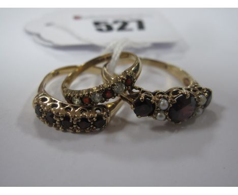 A 9ct Gold Five Stone Dress Ring, inset within openwork setting and plain shoulders, another similar with alternate claw set 