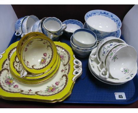 Royal Worcester Trio's, with a yellow ground, decorated with flowers, XIX Century cup-saucers etc, XIX Century Grainger Worce