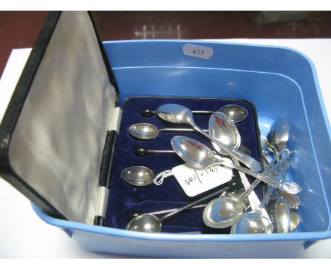 A Set of Six Plated Coffee Spoons, in original fitted case' together with a collection of assorted hallmarked silver golfing 