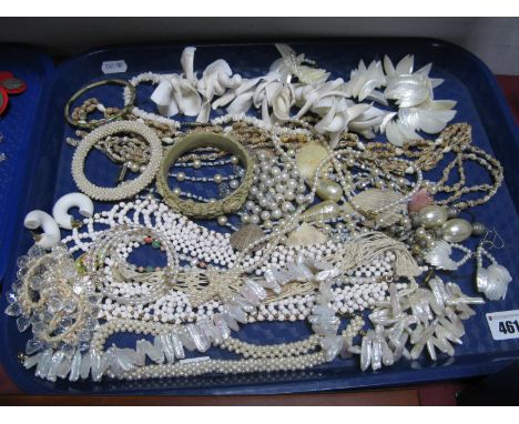 A Collection of Vintage Style and Later Costume Jewellery, including a freshwater pearl bead necklace, suspending integral cr