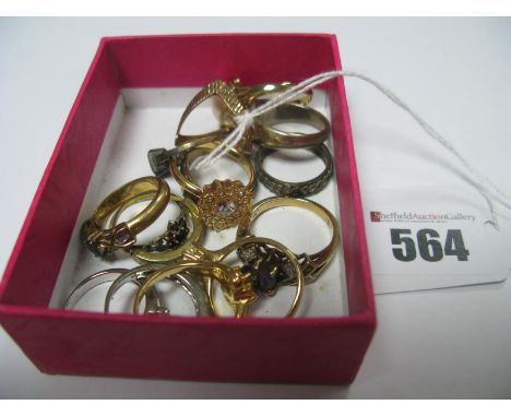 A 9ct Gold Wishbone Ring, of textured finish; together with assorted dress rings, including "925", etc.