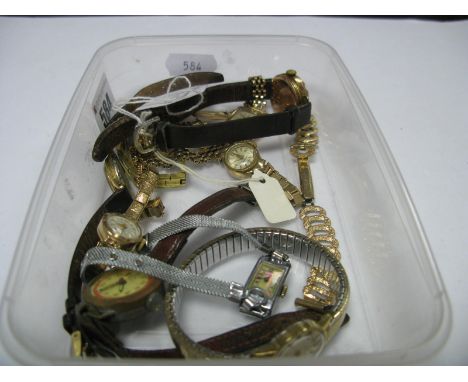 A 9ct Gold Cased Ladies Wristwatch, BOLDOR vintage ladies wristwatch, together with a collection of assorted ladies wristwatc