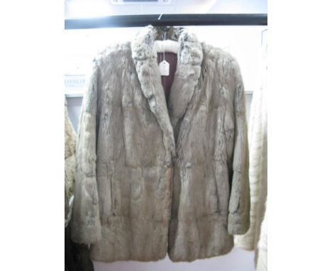 A Ladies Vintage Chinchilla Fur Jacket, with stand-up collar and 'A' line shape, 72cm long.