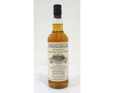 SPRINGBANK 10YO SPEYSIDE COOPERAGE 60TH ANNIVERSARYAn unusual Springbank 10 Year Old Single Malt Scotch Whisky matured in a s