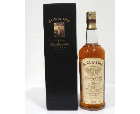 BOWMORE 25YO - 1969A special bottle of the Bowmore 25 Year Old Single Malt Scotch Whisky distilled in 1969.  70cl.  43% abv. 