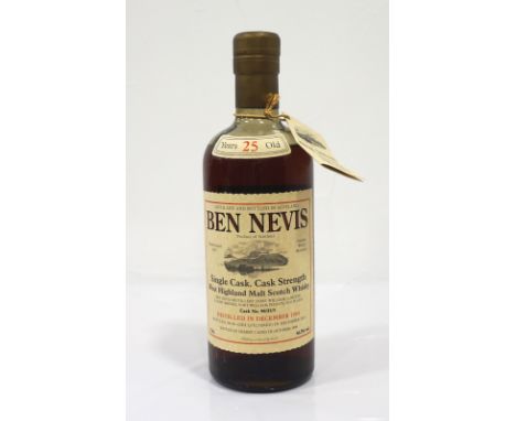 BEN NEVIS 25YO This bottle is becoming much rarer.  Ben Nevis 25 Year Old Single Malt Scotch Whisky.  70cl.  56.3% abv.  Dist