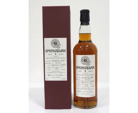 SPRINGBANK 11YO LOCAL BARLEY - SPRINGBANK SOCIETYBottled for the Springbank Society this is a single cask bottling of Springb
