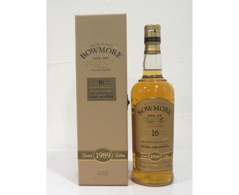 BOWMORE 16YO 1989 VINTAGEA Limited Edition 1989 Vintage bottling of Bowmore 16 Year Old Single Malt Scotch Whisky.  700ml.  5