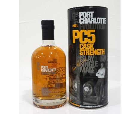 BRUICHLADDICH PC5 2001A bottle of the first batch of heavily peated Port Charlotte Single Malt Scotch Whisky, released at fiv