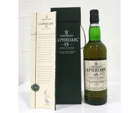 LAPHROAIG 15YO ERSKINE 2000 APPEALDrawn from a cask presented to the Prince of Wales on his 50th birthday which he signed and