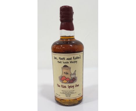 JON, MARK & ROBBO'S "THE SPICY ONE"Bottled as part of a range of whiskies to make Scotch Whisky less intimidating to the unin