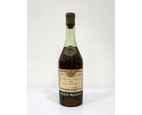 DENIS-MOUNIE & CO GRANDE FINE CHAMPAGNE COGNAC 1914A fantastically rare bottle of Cognac from Denis-Mounie & Co., "By Appoint
