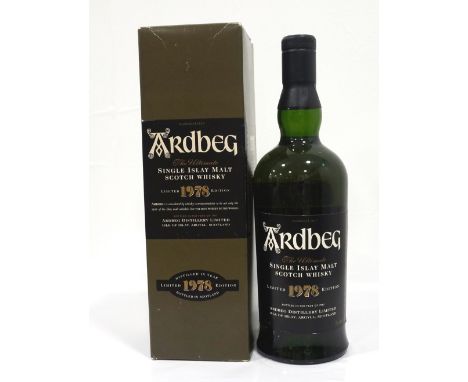 ARDBEG 1978 LIMITED EDITIONA rare bottle of the Ardbeg 1978 Vintage Single Malt Scotch Whisky bottled in 1997 and the first o