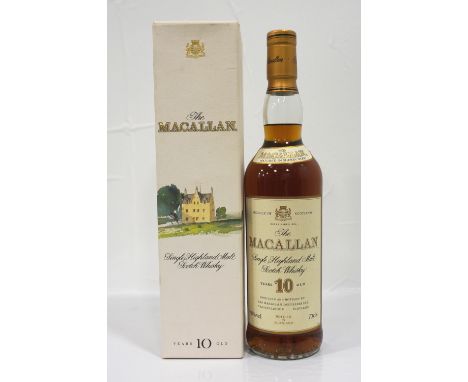 MACALLAN 10 YEAR OLDAn older presentation of the Macallan 10 year old single malt scotch whisky.  70cl.  40% abv.  In origina