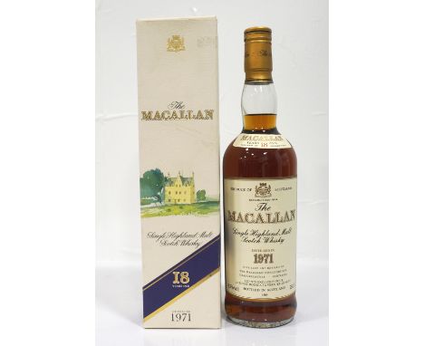 MACALLAN 18YO - 1971A bottle of the Macallan 18 Year Old Single Malt Scotch Whisky.  75cl.  43% abv.  Distilled in 1971.  Bot