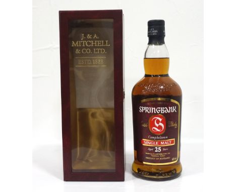 SPRINGBANK 25YOA rare bottling of the Springbank 25 Year Old Single Malt Scotch Whiskyin the older presentation style.  70cl.