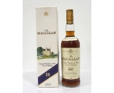 MACALLAN 18YO - 1967A bottle of the very collectable Macallan 18 Year Old Single Malt Scotch Whisky.  75cl.  43% abv.  Distil